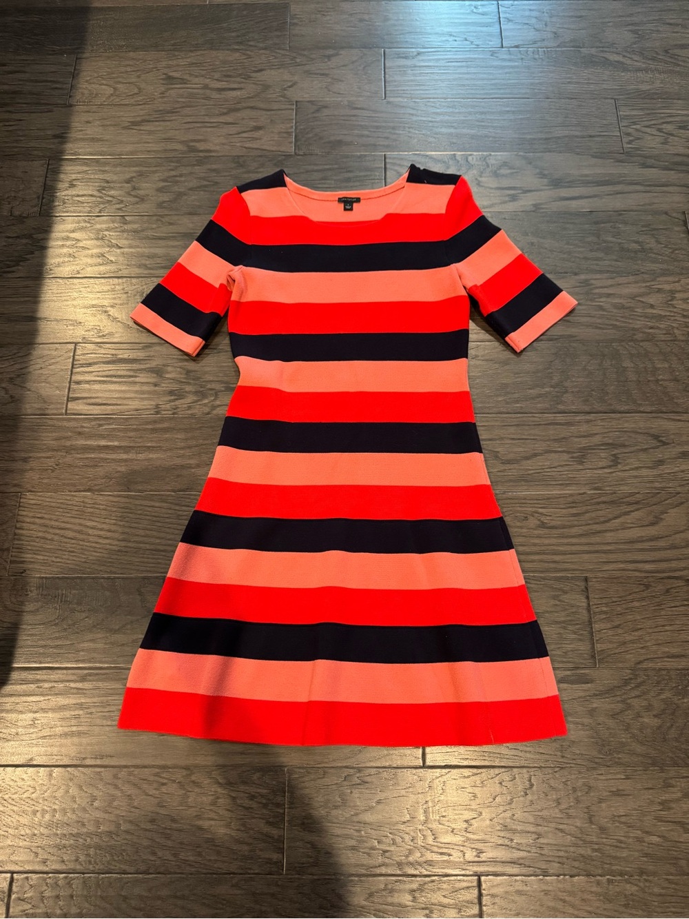 Ann Taylor Striped Crewneck Top in Red, Coral & Navy